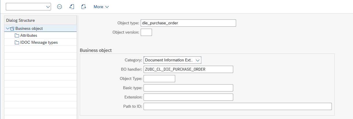 Business object setup