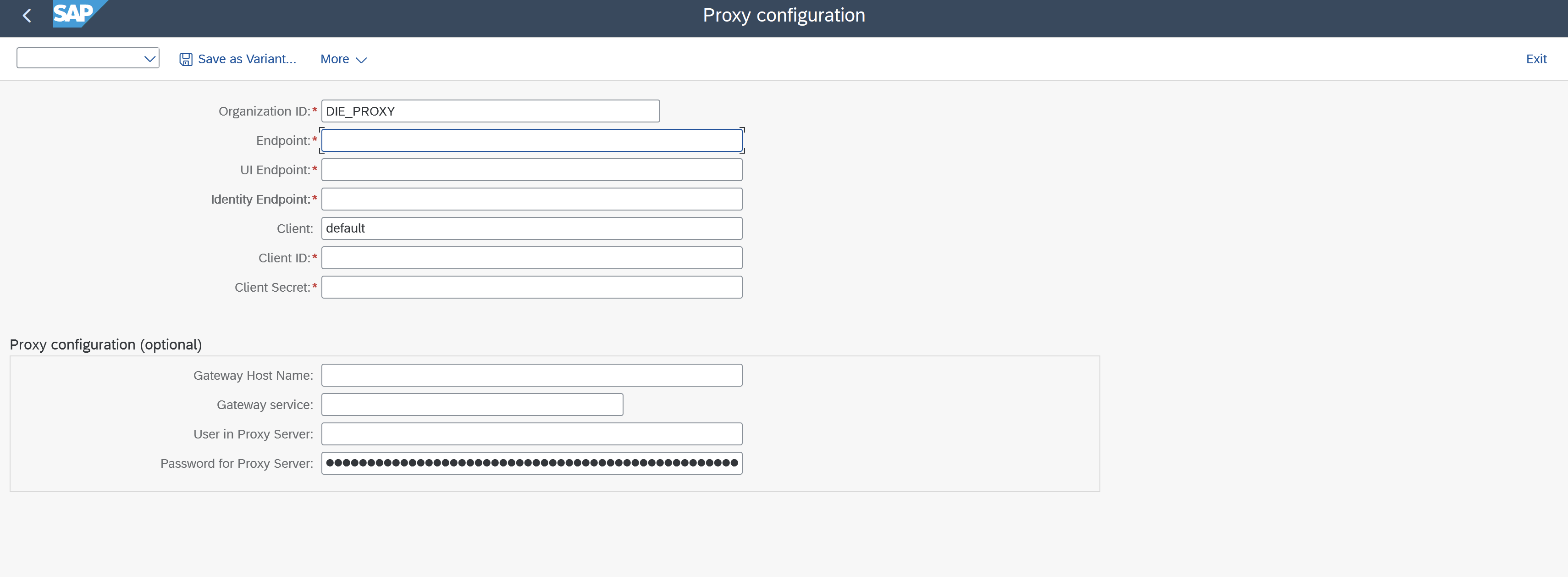 Configure Proxy task list parameters