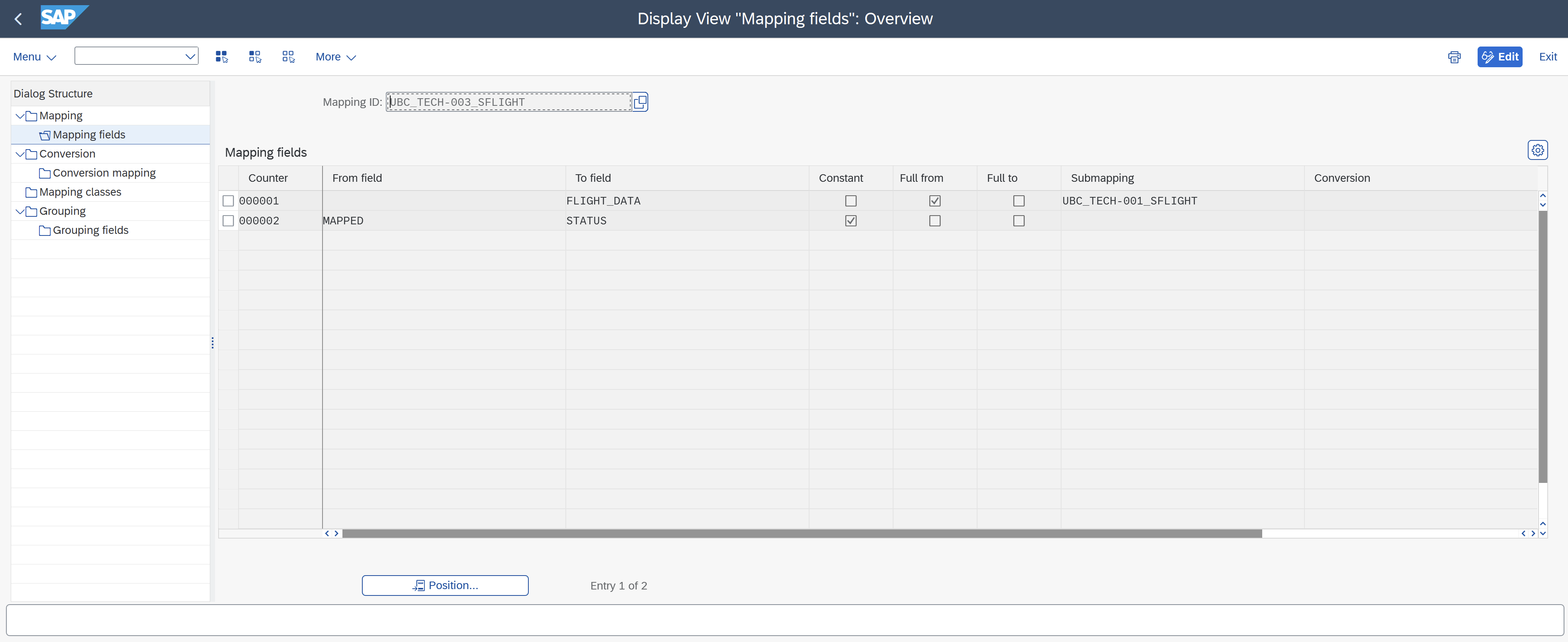 Mapping submapping configuration