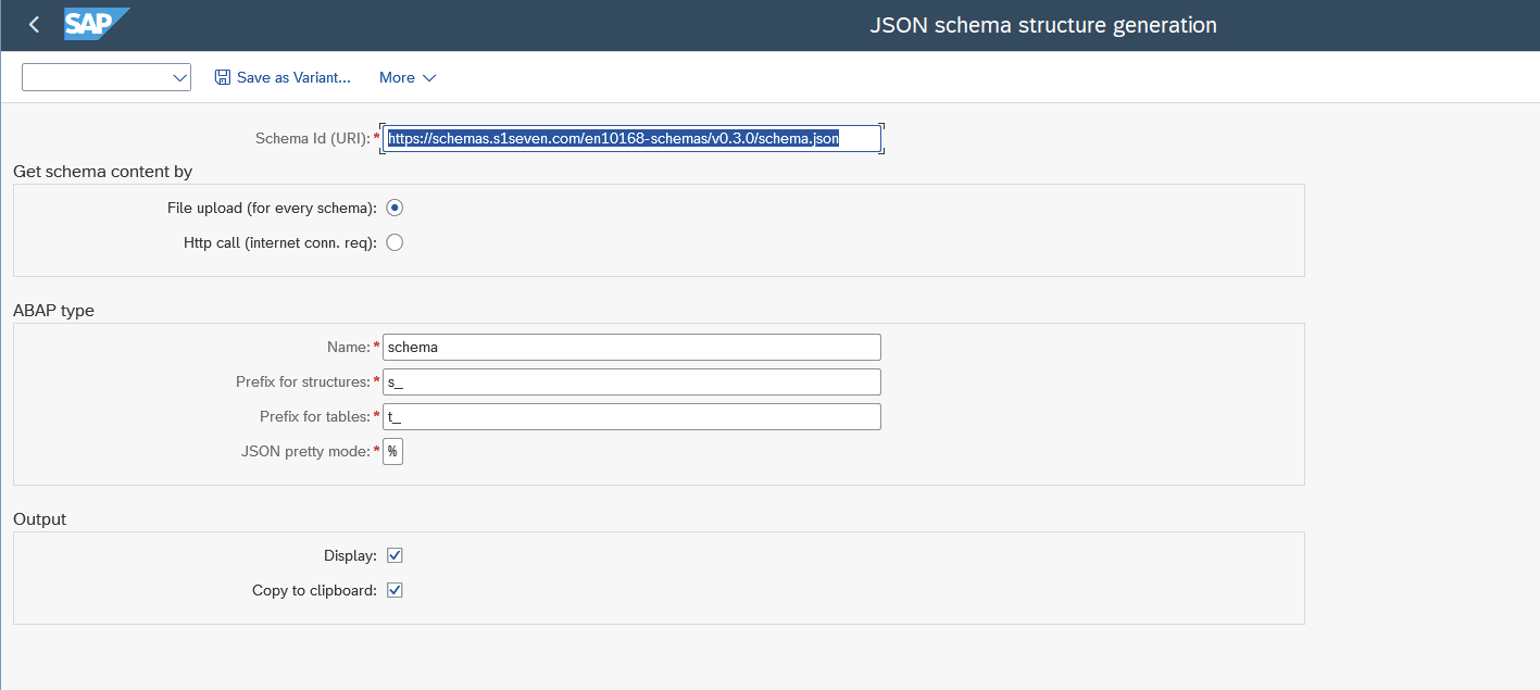 Schema generator input