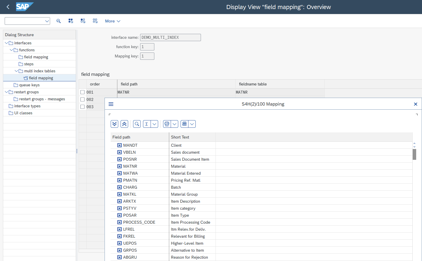 field mapping multi index